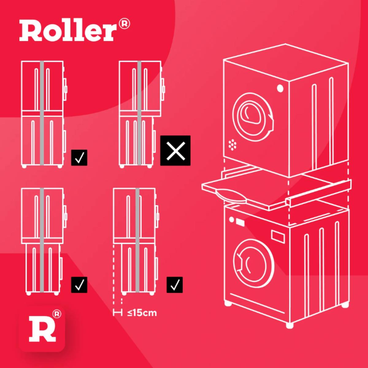 ROLLER Βάση Σύνδεσης Πλυντηρίου – Στεγνωτηρίου με Συρτάρι, Λευκό | Roller| Image 6