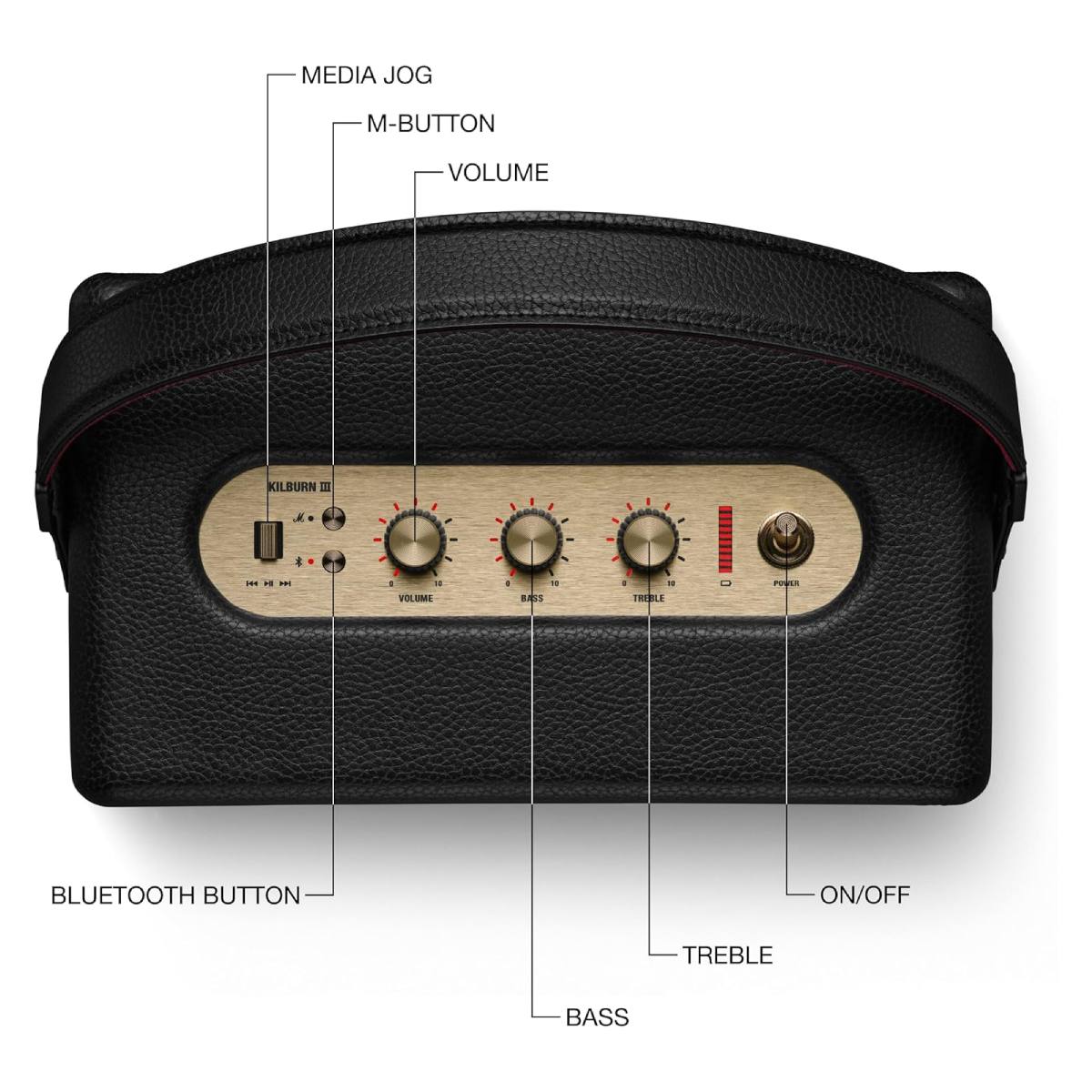 MARSHALL 1007443 Kilburn III Bluetooth Ηχείο, Μαύρο με Μπρούτζινες Λεπτομέρειες  | Marshall| Image 2
