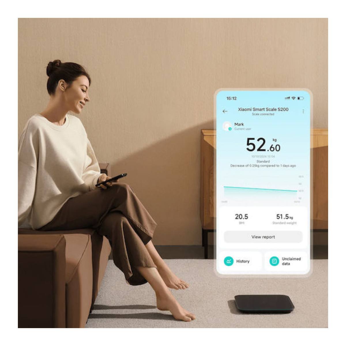 XIAOMI BHR9239GL Smart S200 Ψηφιακή Ζυγαριά Μπάνιου, Σκούρο Γκρι  | Xiaomi| Image 4